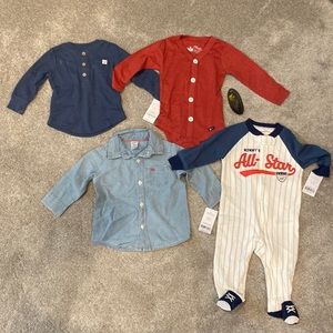 Carter’s and Littlest Prince Couture shirts (3) and Sleeper, all size 6 months